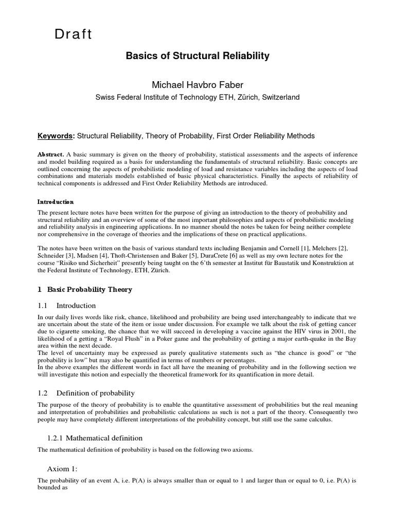 Basics of Structural Reliability | PDF