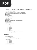 Sap Abap Programming Syllabus