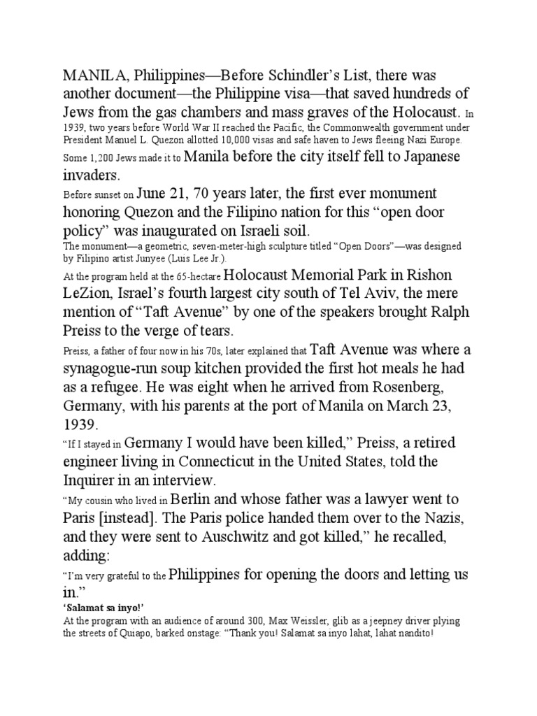 Open Door | PDF | Philippines | The Holocaust