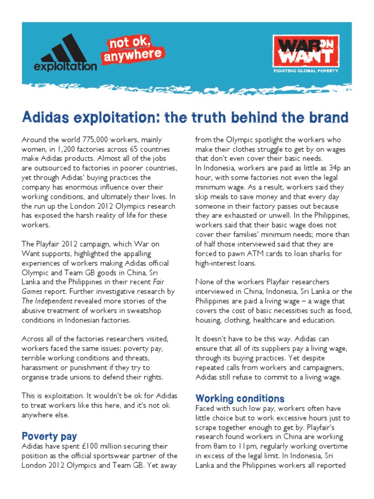 adidas sweatshops conditions