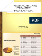 Perkembangan Status Perda RTRW Provinsi Kabupaten Kota Per 15 November 2013