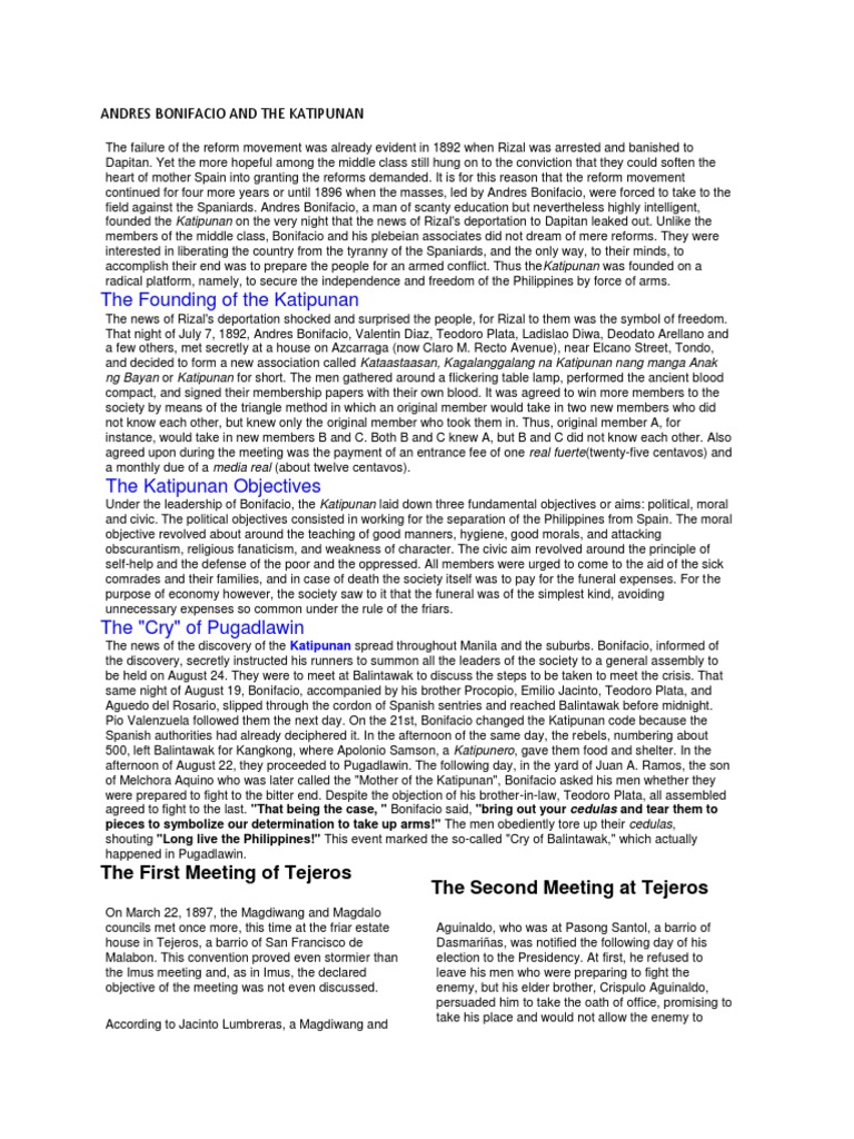 Andres bonifacio essay image