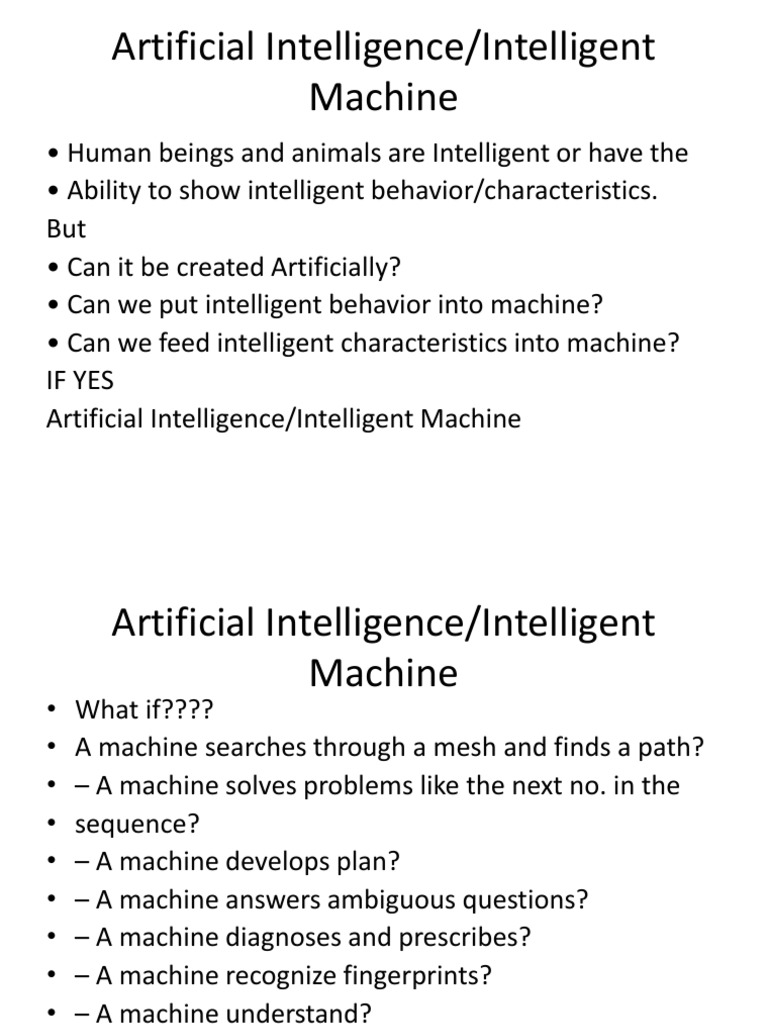 Artificial Intelligence Intelligent Machine Pdf Artificial