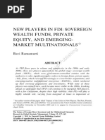 Group Publishing: New Players in Fdi: Sovereign Wealth Funds, Private Equity, and Emerging-Market Multinationals