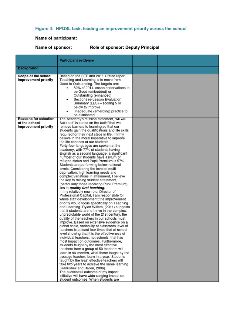 Sample - T L Good To Outstanding | PDF | Leadership | Literacy