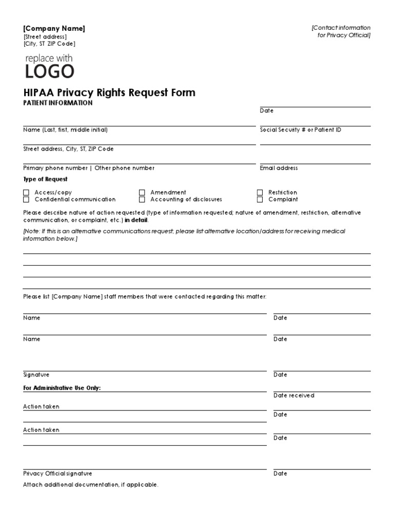 HIPAA Privacy Rights Request Form | PDF