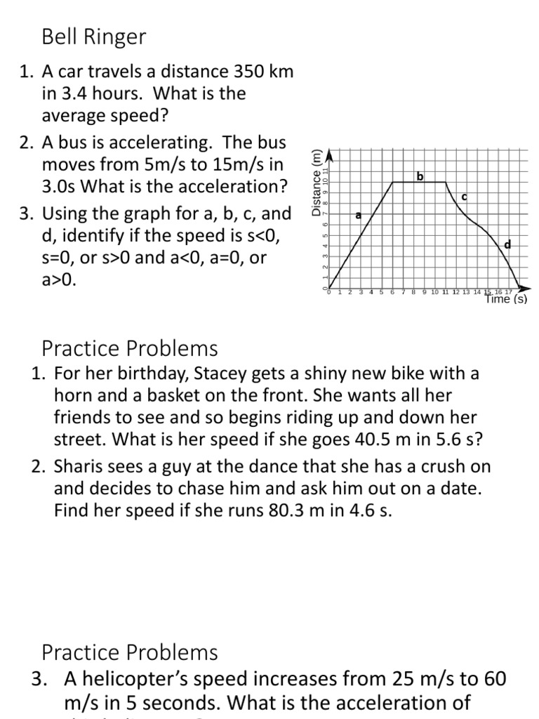day 3 velocity and acceleration practice Acceleration Speed