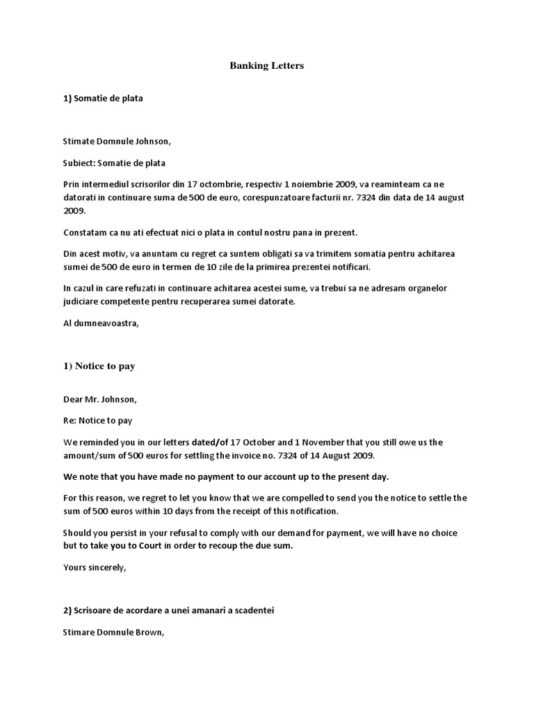 Banking Correspondence Templates | PDF | Cheque | Payments
