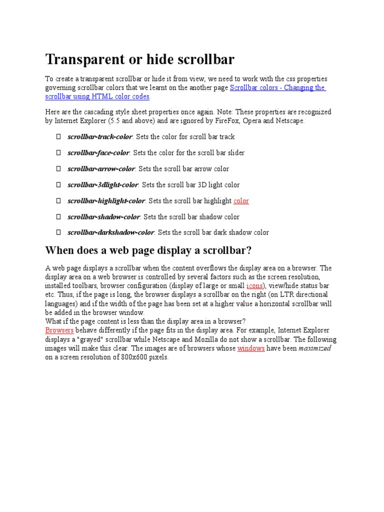 Hide The Scroll Bar PDF Explorer World Wide 