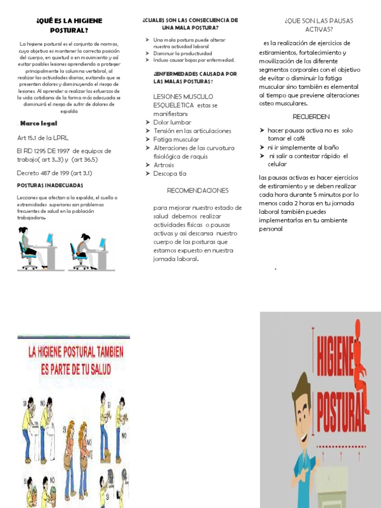Higiene Postural y Prevención de Lesiones | PDF | Dolor lumbar ...