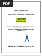 A Summer Placement Report On HDFC Standard Life Insurance Company Limited