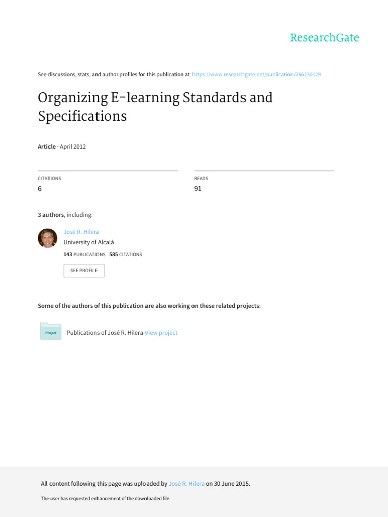 Organizing E-Learning Standards and Specifications | PDF | Metadata ...