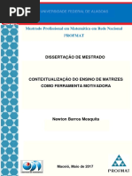 Contextualização Do Ensino de Matrizes Como Ferramenta Motivadora