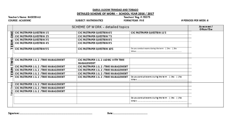 Grade 5 Mathematics Scheme of Work | PDF | Behavior Modification ...