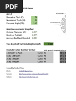 Simple Spur Gear Calculator SpreadSheet