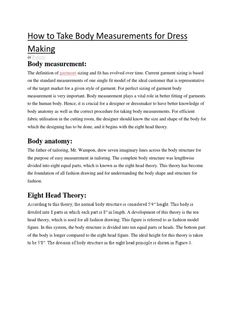 How To Take Body Measurements For Dress Making PDF Waist Skirt