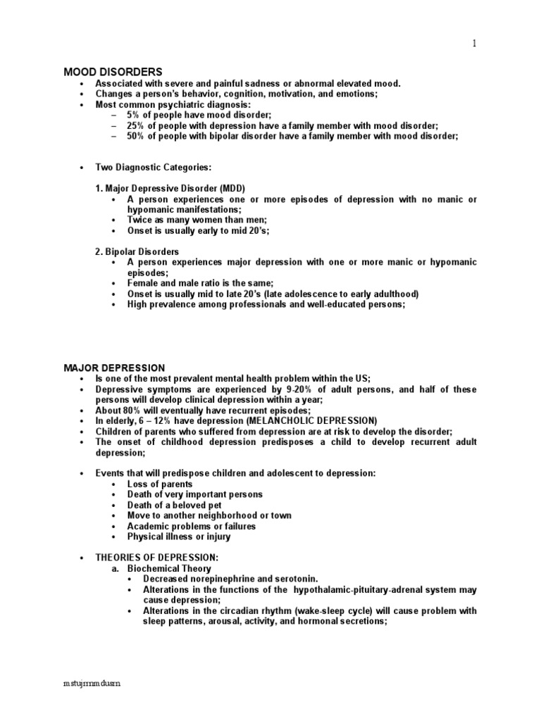 Mood Disorders: Major Depression | PDF | Major Depressive Disorder ...