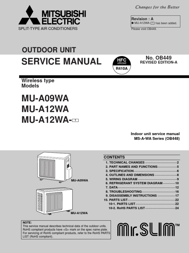 Mitsubishi VRF MU-09~12WA-service manual | Air Conditioning | Refrigeration