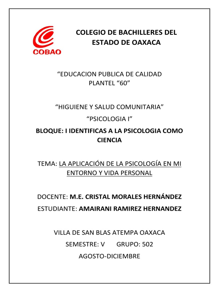 Aplicación de la Psicología en la Vida Personal | PDF | Comportamiento ...