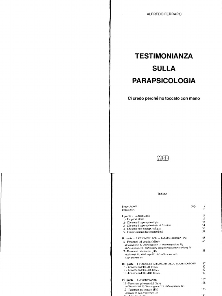 Alfredo Ferraro Testimonianza Sulla Parapsicologia Ci Credo - 
