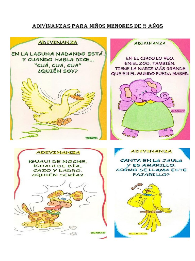 Adivinanzas para Niños Menores de 5 Años | PDF