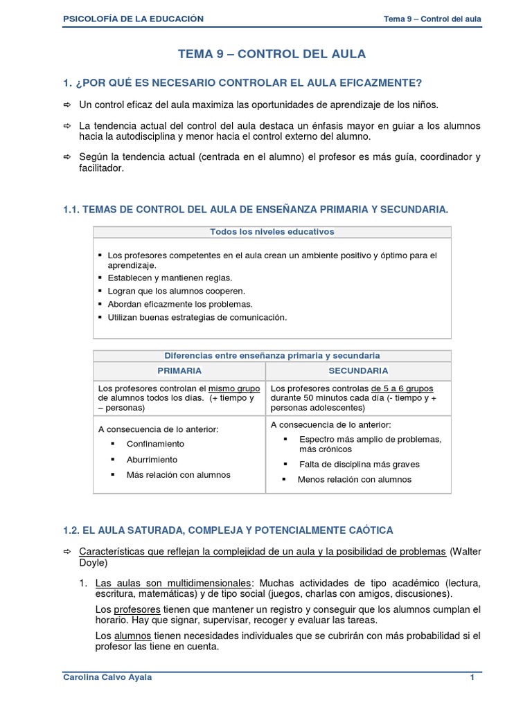Control Eficaz del Aula en Educación | PDF | Salón de clases | Maestros