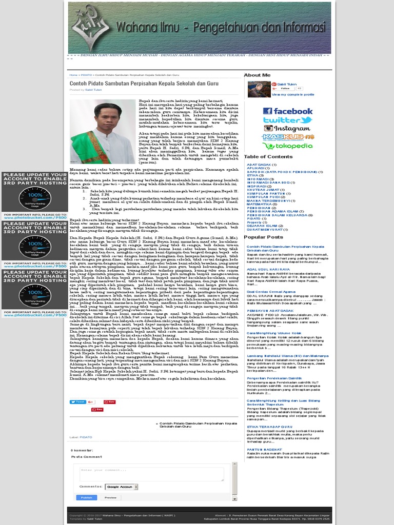 Contoh Pidato Sambutan Perpisahan Kepala Sekolah PDF