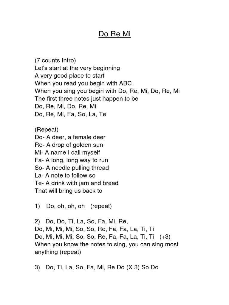 Lyrics Do Re Me