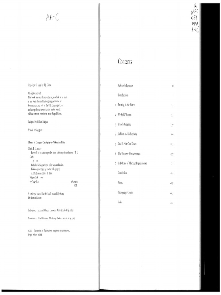 Page De Garde Cahier Des Sons Cp Lerak Petit Bout Timothy J. Clark-Farewell To An Idea - Episodes From A History of  Modernism-Yale University Press (1999) PDF | PDF | Modernism | Modernity