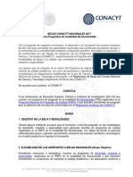 Convocatoria Becas CONACYT Nacionales para Programas No Escolarizados 2017