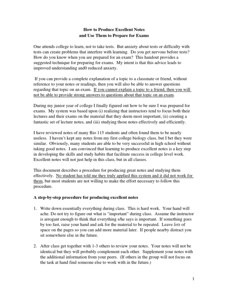 College Exam Prep Guide | PDF | Lecture | Test (Assessment)
