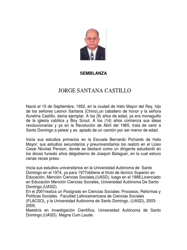 Semblanza de Jorge Santana Castillo | PDF | Universidad | República ...