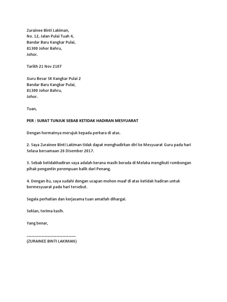 Surat Tunjuk Sebab 2017