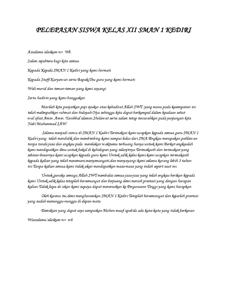 Pidato Pelepasan Siswa Belajar