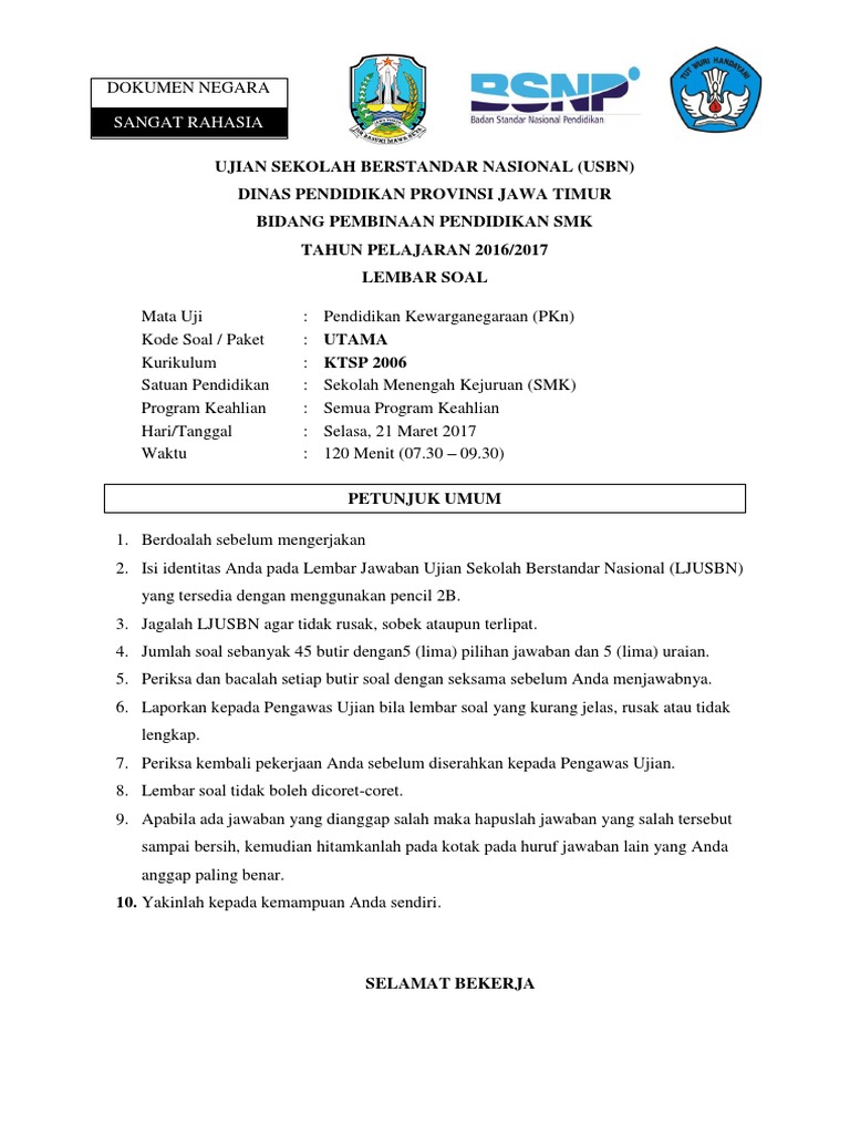 45 Latihan Soal Un Dan Soal Usbn Ppkn Smk Background