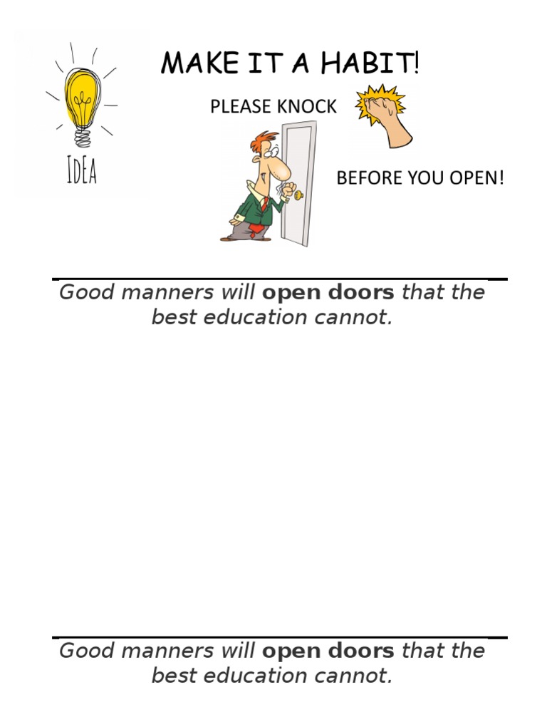 Make It A Habit!: Please Knock Before You Open! | PDF