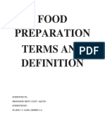 Food Preparation Terms And: Submitted To: Professor Risty Clent Aquito Submitted By: Ma - Rita F .Alera (BSHRM 1-A)