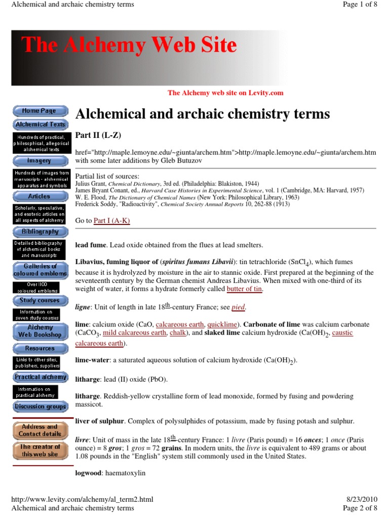 Alchemical Chemistry Terms L-Z Guide | PDF | Hydrochloric Acid | Nitric ...