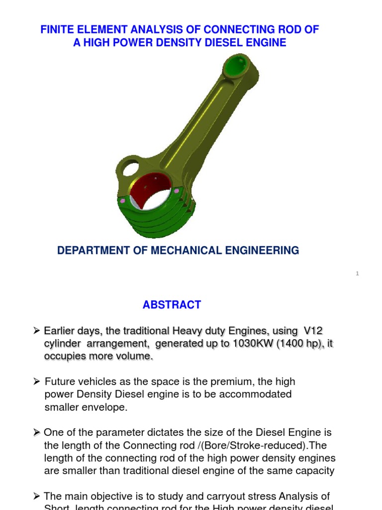 Finite Element Analysis of Connecting Rod of A High Power Density ...