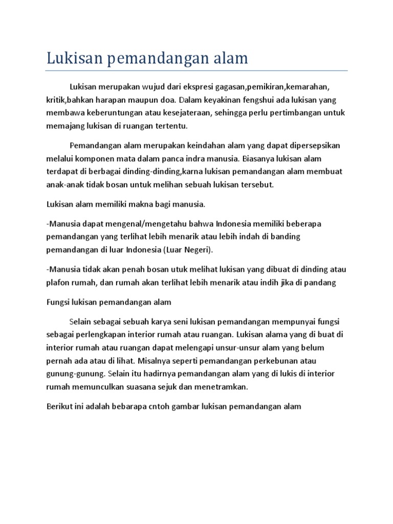 Lukisan Pemandangan Alam Lukisan Pemandangan Alam