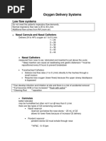 Oxygen Delivery Systems