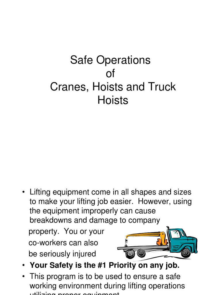Crane and Hoist Safety Operations Guide | PDF | Crane (Machine) | Truck