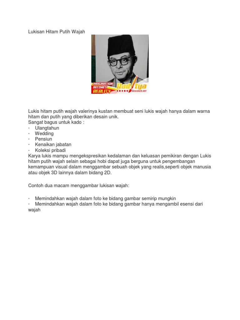 Lukisan Hitam Putih Wajah