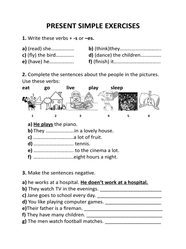 Present Simple Exercises: Use These Verbs | PDF