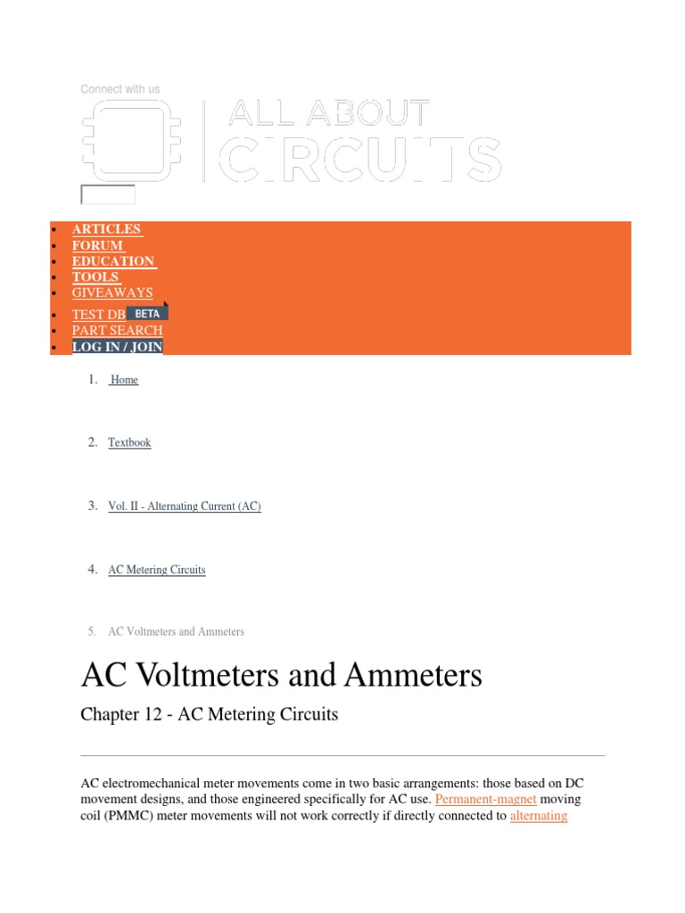 AC Voltmeters and Ammeters: Chapter 12 - AC Metering Circuits | PDF ...