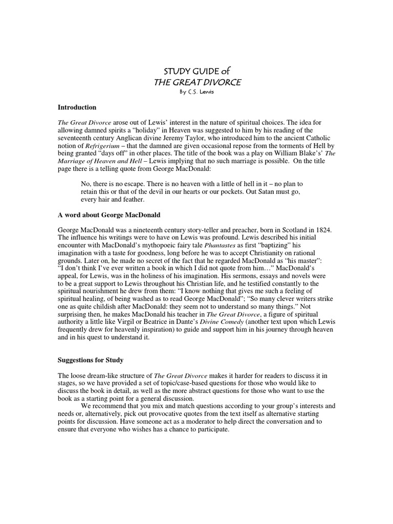 The great divorce study guide