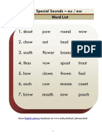 Ou Ow - Word List and Sentences PDF