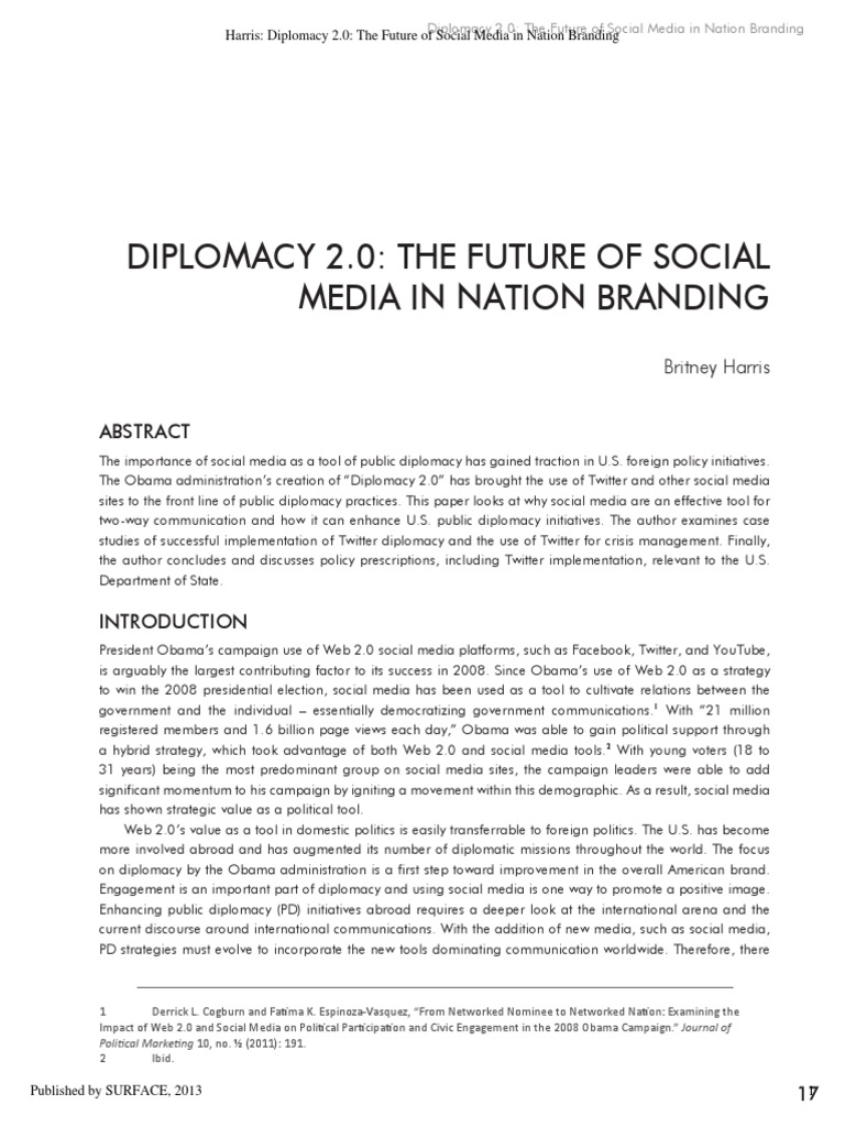 Diplomacy 2.0 - The Future of Social Media in Nation Branding | PDF ...