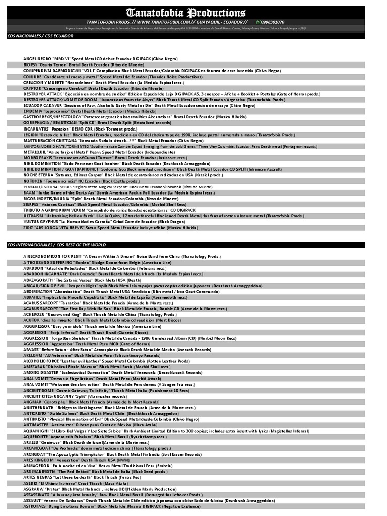 Catalogo Tanatofobia Julio 2017 - 