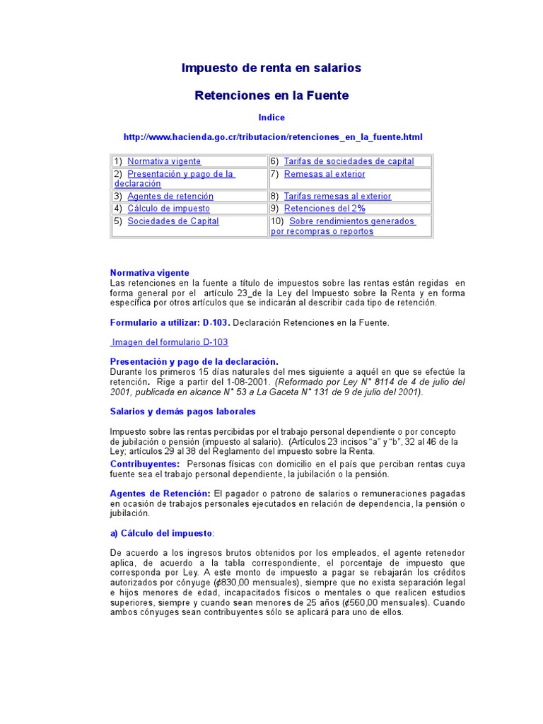 Impuesto de Renta en Salarios | PDF | Impuesto sobre la renta | Impuestos